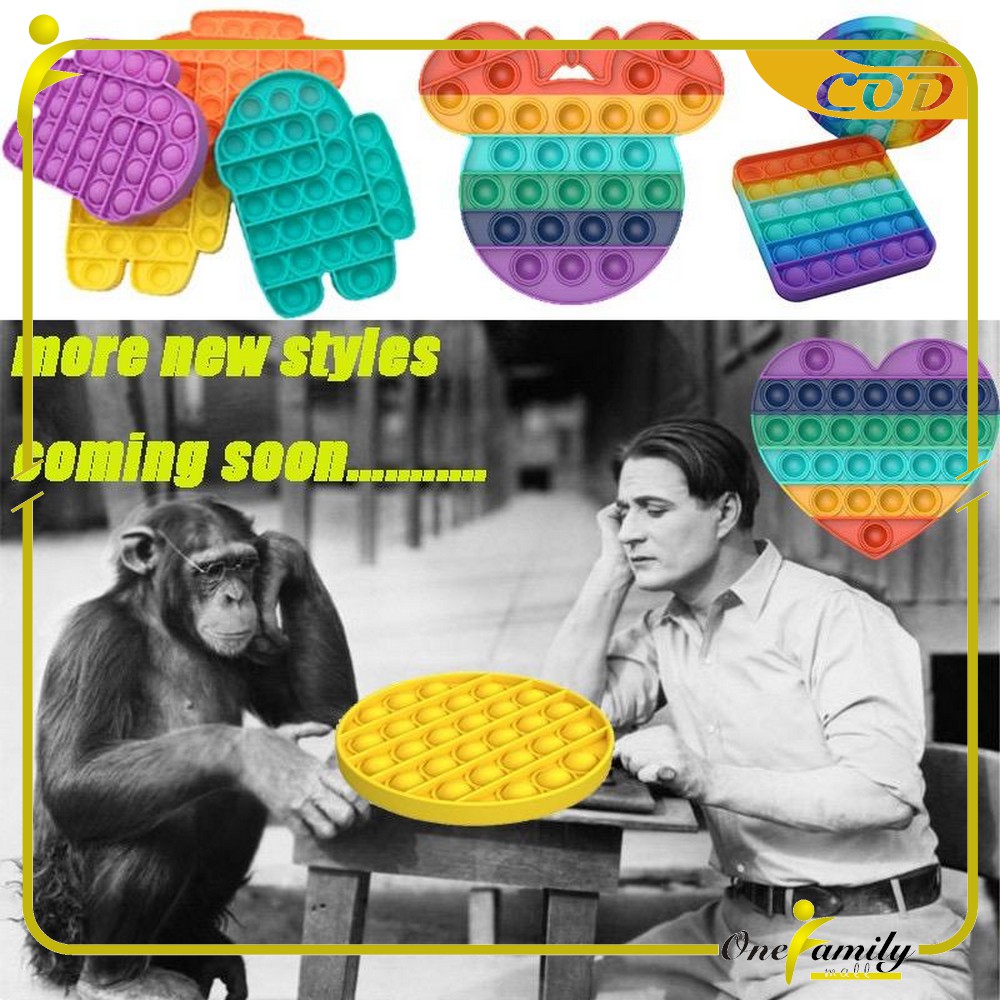 ONE-M131 Mainan Pop It Rainbow Karakter Fidget Push Pop It Among Us Bulat Pop Its Mainan Anak-6