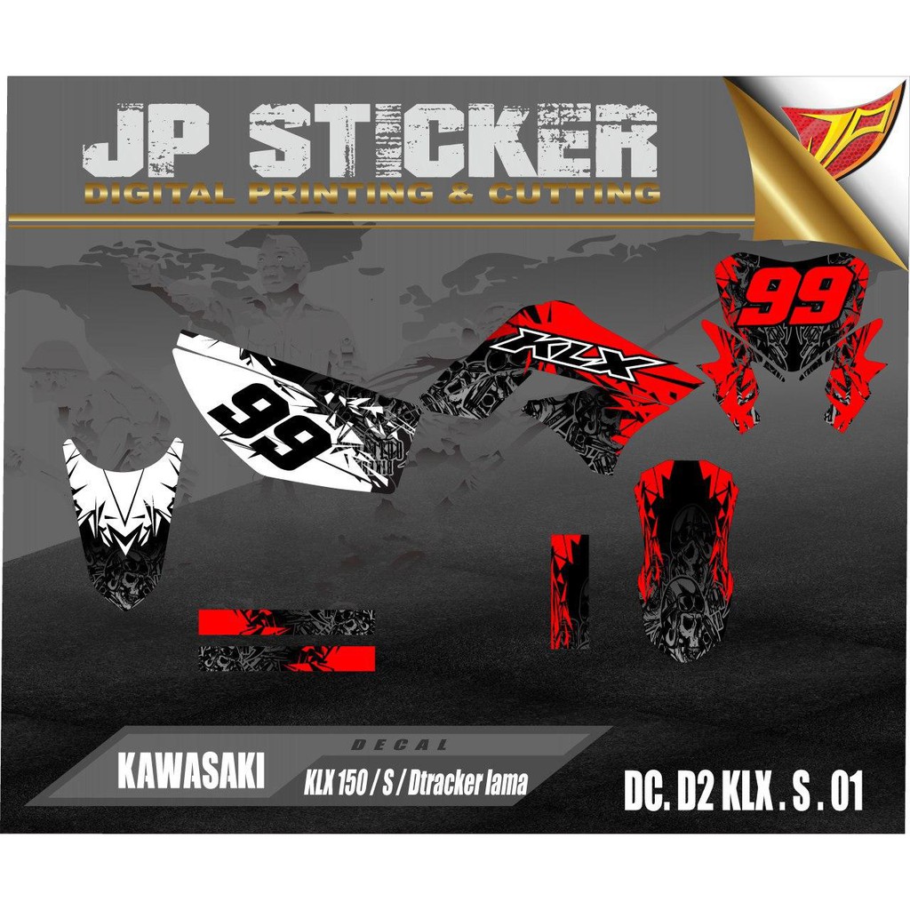 stiker Decal KLX Lama Full Body - Decal KLX - Sticker Motor kawasaki klx 150 s Supermoto desain D2 0