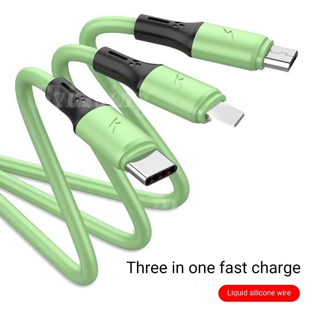 Rixuan Kabel Data / Charger USB Tipe-C / Micro USB 3in1 5A Fast Charging Untuk iPhone / Android