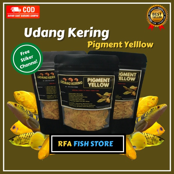 Udang Kering RFA Pigment Yellow Pakan Ikan Predator channa Varian Yellow Maru Auranti bukan el barca