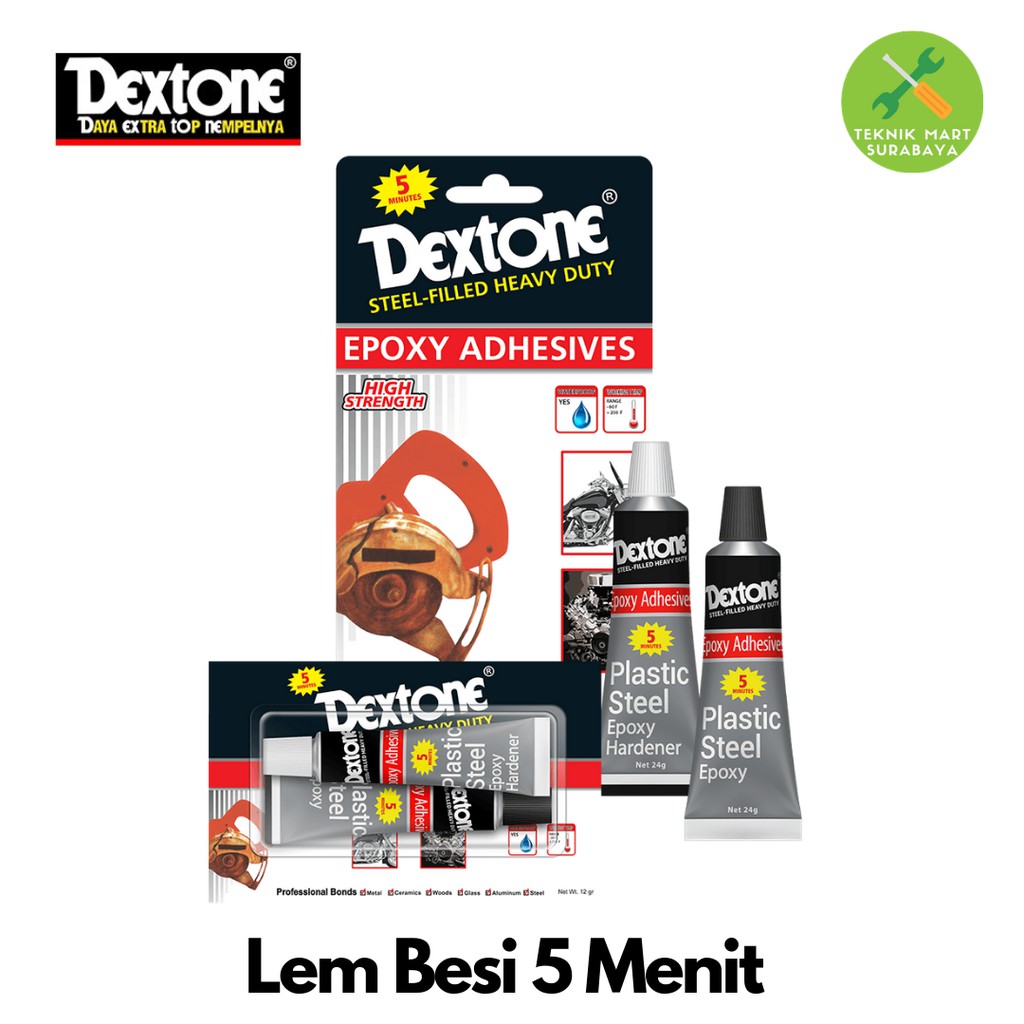 

Dextone Lem Besi 5 Menit (Epoxy + Hardener)