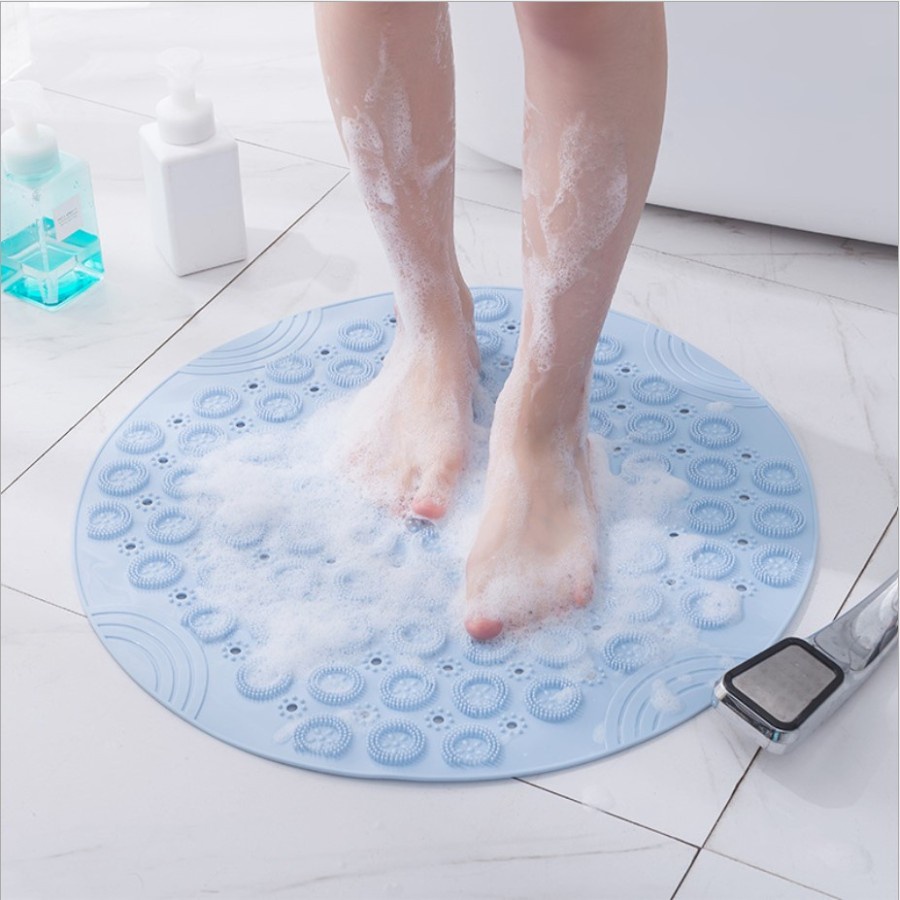 PVC Round Shower Bath Mat / Keset Kamar Mandi Bulat Anti Slip Suction