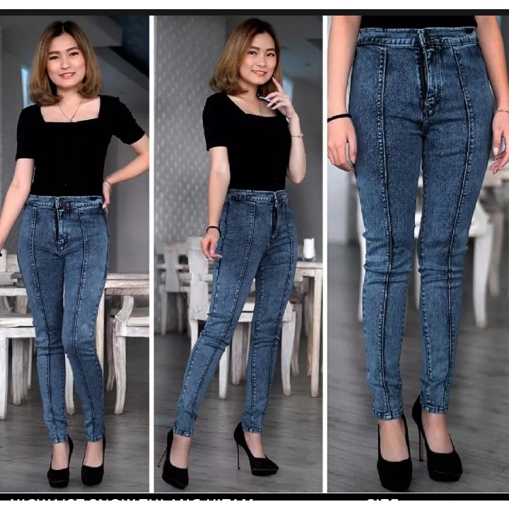 YAOSHI - Celana Highwaist Jeans Wanita - Highwaist FrondLine Basic Standar