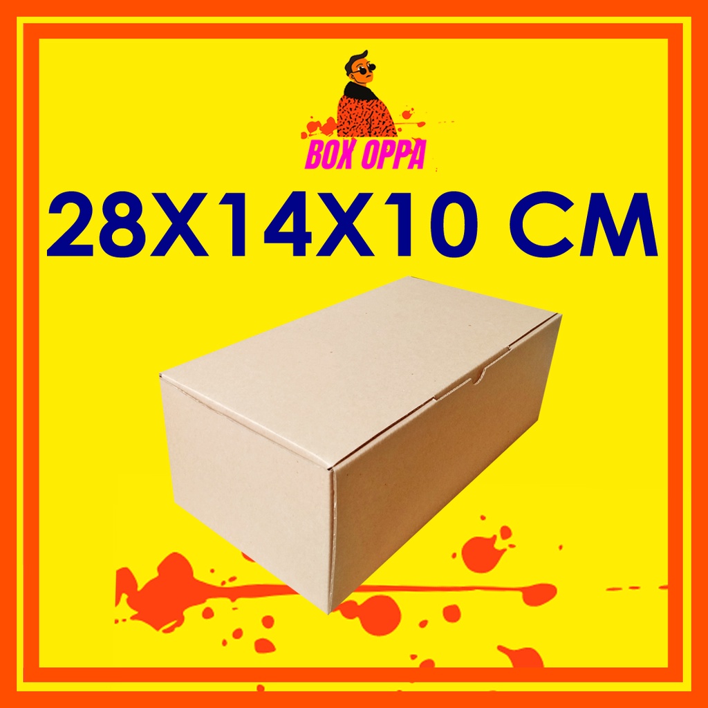 

Kardus Dus uk 28x14x10 cm (ECER) Die Cut Box Kotak Packing Aksesoris Baju Makanan Pizza Hijab Kue