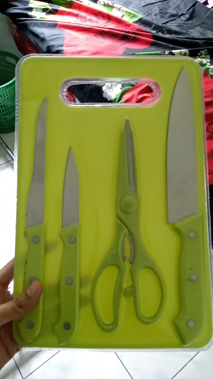 Set Pisau Dengan Talenan Stainless Steel Pisau Koki, Gunting Dapur , Multi-fungsi Pisau/harro