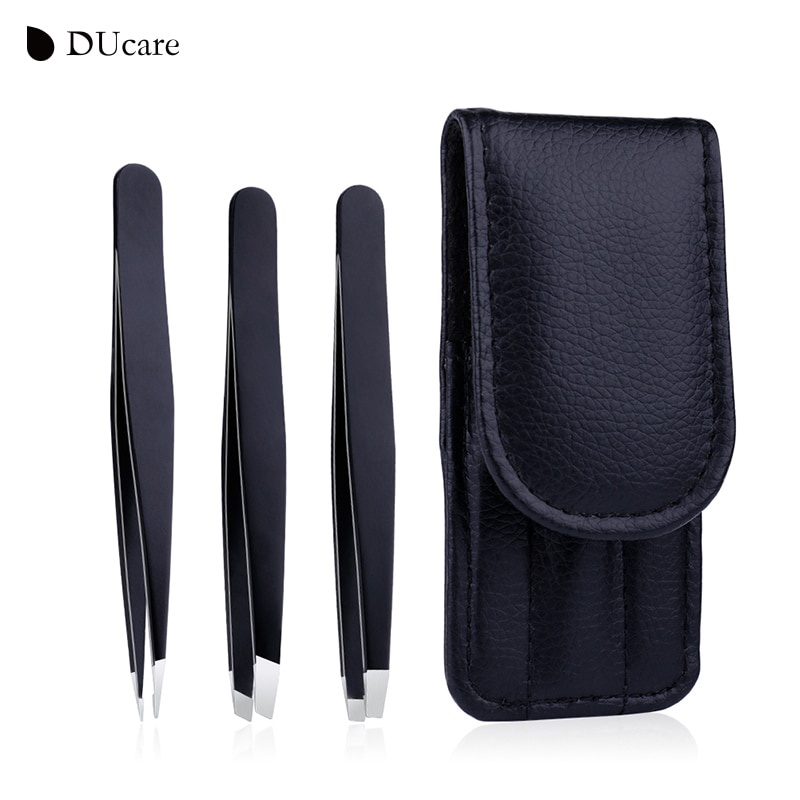 gs8b ducare pinset pencabut alis eyebrow tweezer 3 pcs - hj-e92 - Hitam Or-i