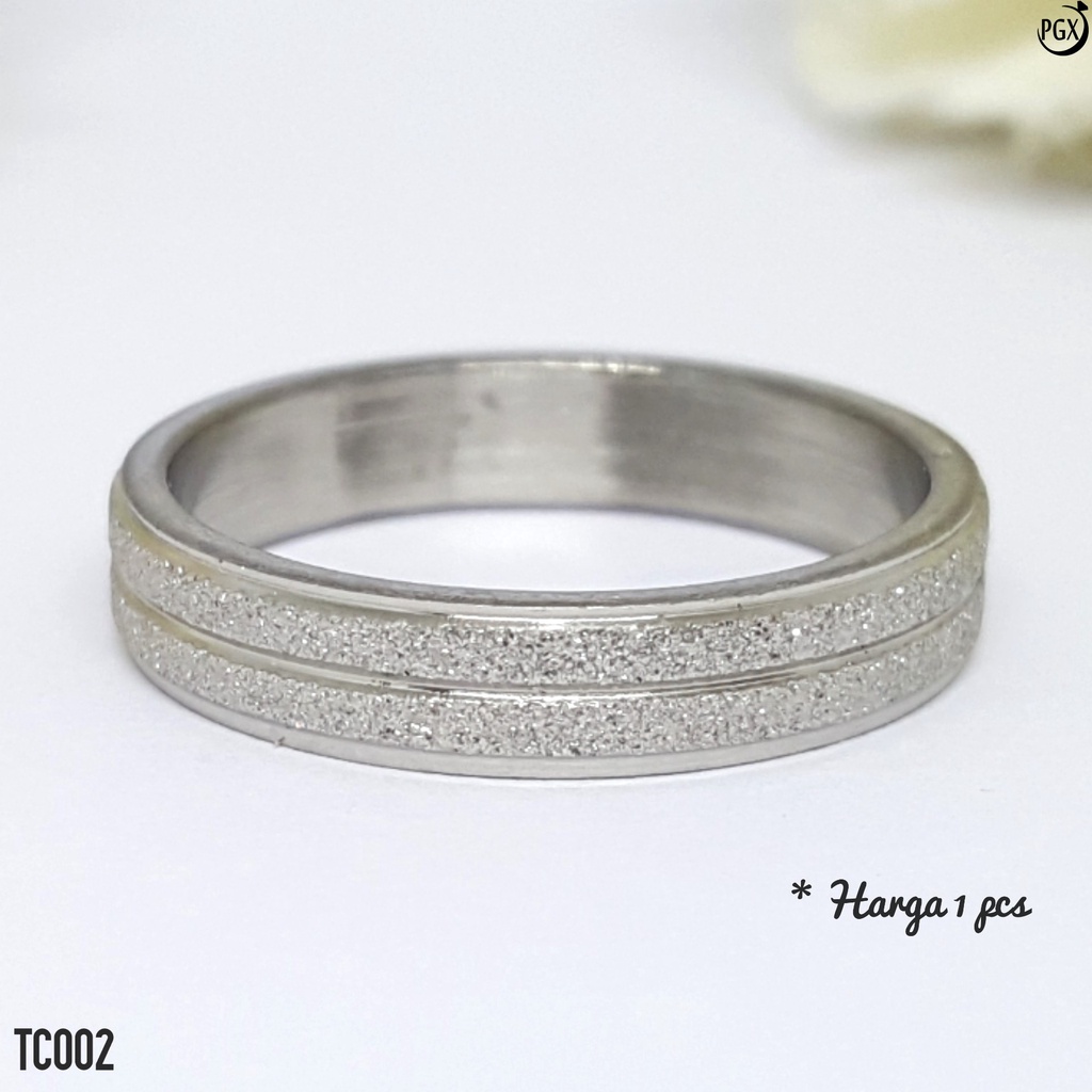 PGX Cincin Titanium Couple Silver Aksesoris Fashion Perhiasan Anti Karat - TC002