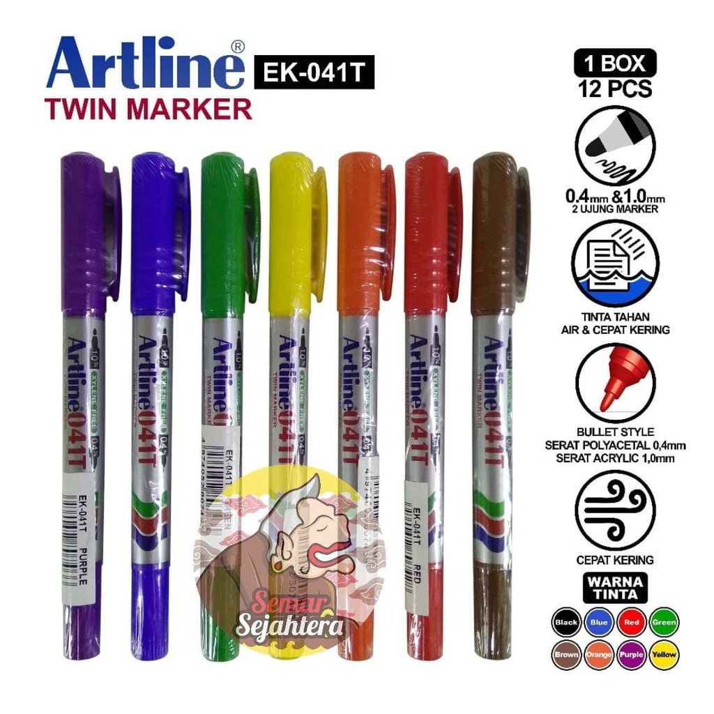 

[PCS] SPIDOL PERMANEN MARKER ARLTINE EK-041T TWIN MARKER 1.0 MM DAN 0.4 MM*