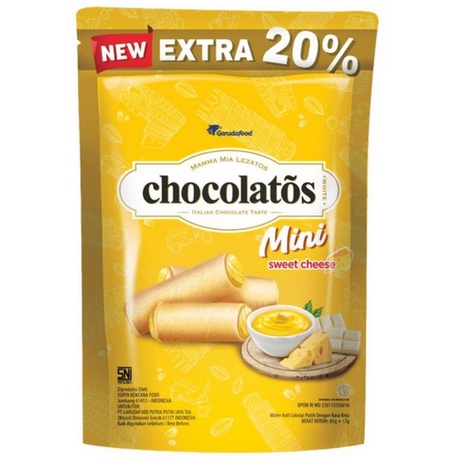 

Chocolatos mini wafer roll keju 65gr/ Sweet Cheese Wafer