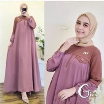 Gamis Wanita Terbaru Giva Dress Bahan Crinkle Airflow Gamis Wanita Terbaru 2023 Pakaian Muslim Wanita Baju Wanita Model Kekinian