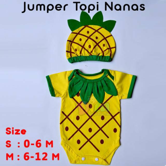 JUMPER SET NANAS JUMPER KARAKTER BAYI BAJU BAYI PINNEAPPLE JUMPER JUMPER SET TOPI