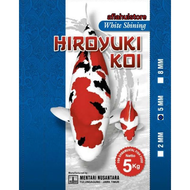 pakan koi hiroyuki koi white sining 5MM 5Kg (M-biru) hiroyuki biru, hiroyuki, pakan ikan koi