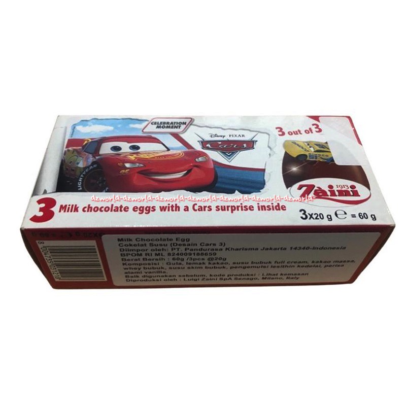 Zaini Cars Disney Pixar Milk Chocolate Eggs Coklat Telur Mobil Car Mobil Zainy Telur Zainni Car Mobil Mobila