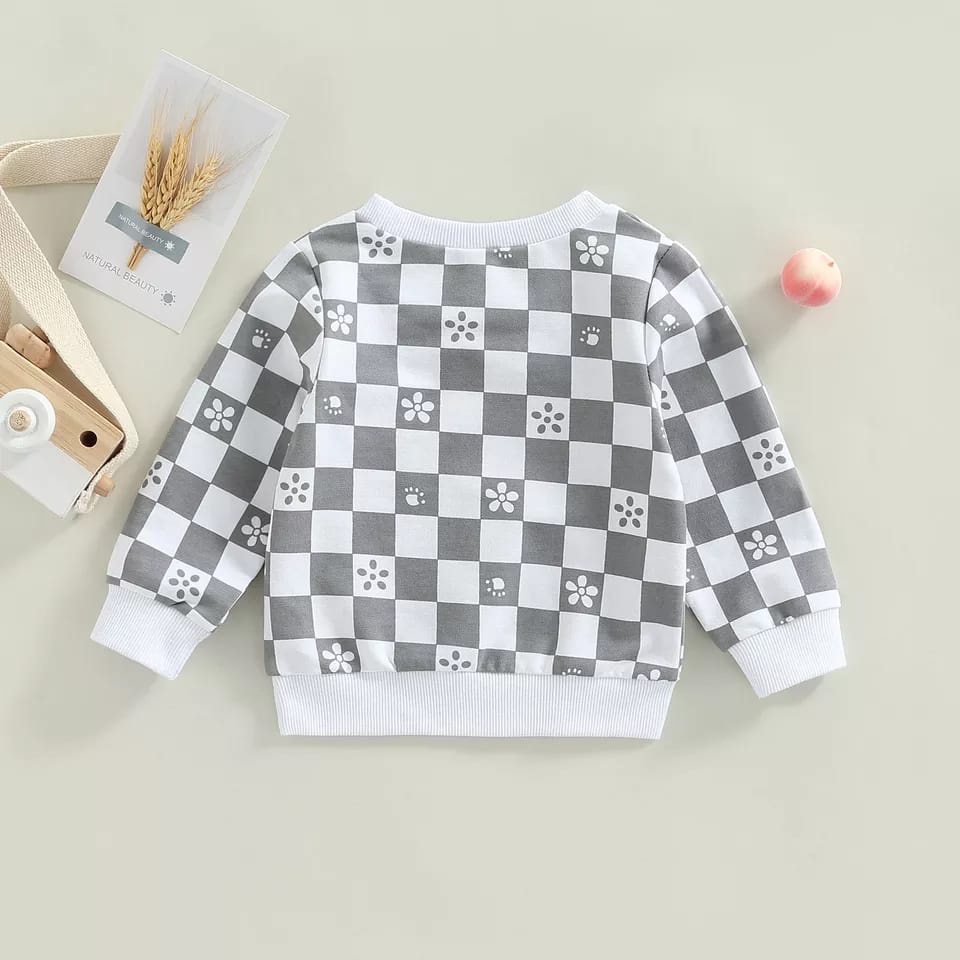 BEFAST - ZTL OOTD Sweater Anak MIKURO / SWEATER ANAK ARROY UNISEX / Pakaian Anak Anak Perempuan dan Laki-Laki / Sweater Casual Anak / Fashion Anak Jalan-Jalan / Sweater Motif Catur / Keluaran Terbaru