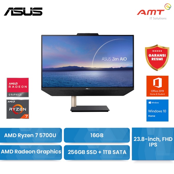ASUS M5401WUAK-BA7112TS PC AIO Ryzen 7 5700U 16GB 256SSD+1TB W10 OHS BLACK