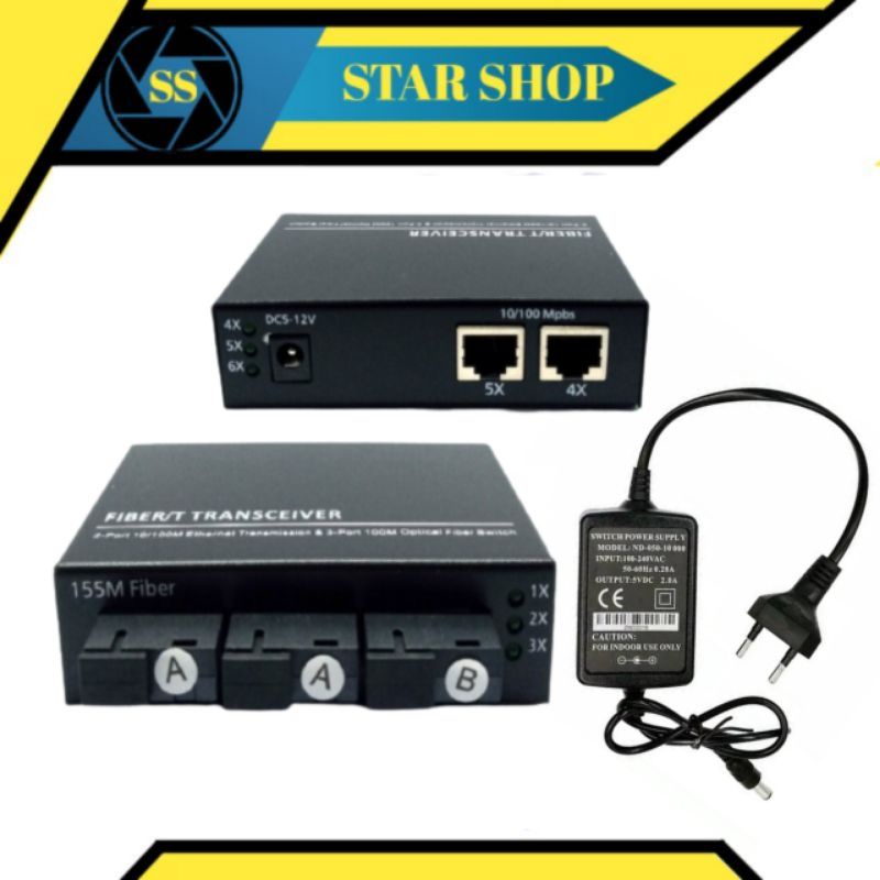 Media Converter 3 FO 2 Lan 10/100Mbps/media konverter 3 fo 2 lan fiber optic