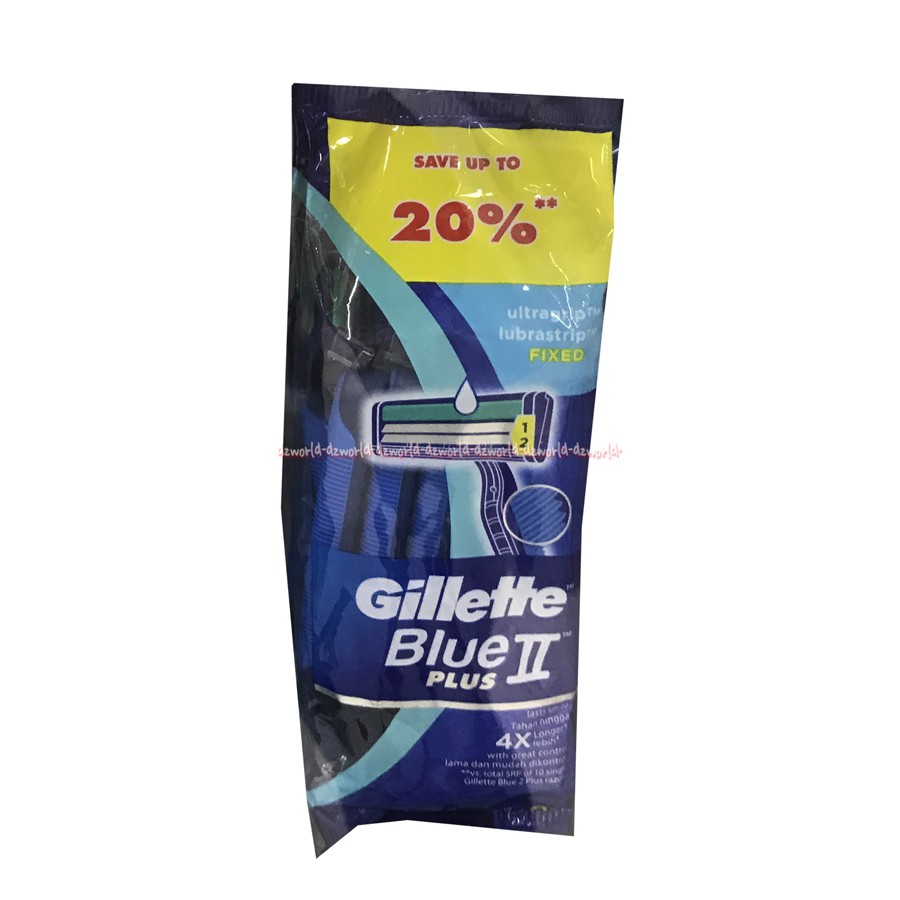 Gillette Blue II Plus Pisau cukur gillete Biru Save 20%