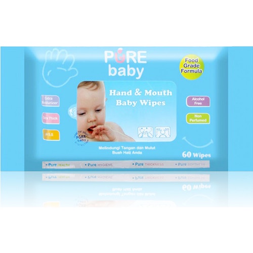 Makassar ! Tissue Basah Pure Baby Wipes Hand and Mouth 60s