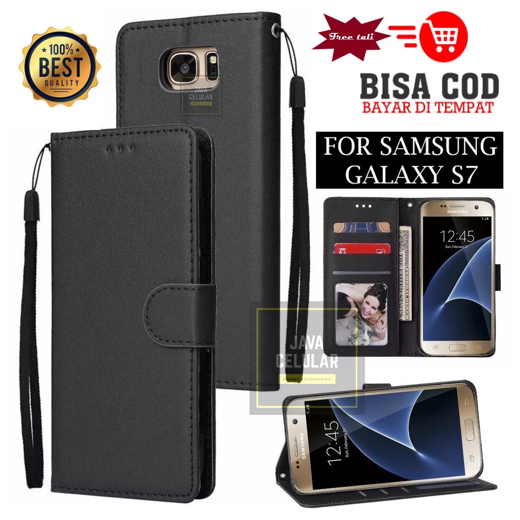 Flip Case Samsung Galaxy S7 - Flip Wallet Case Kulit - Casing Dompet Case Wallet Leather Flip Case S