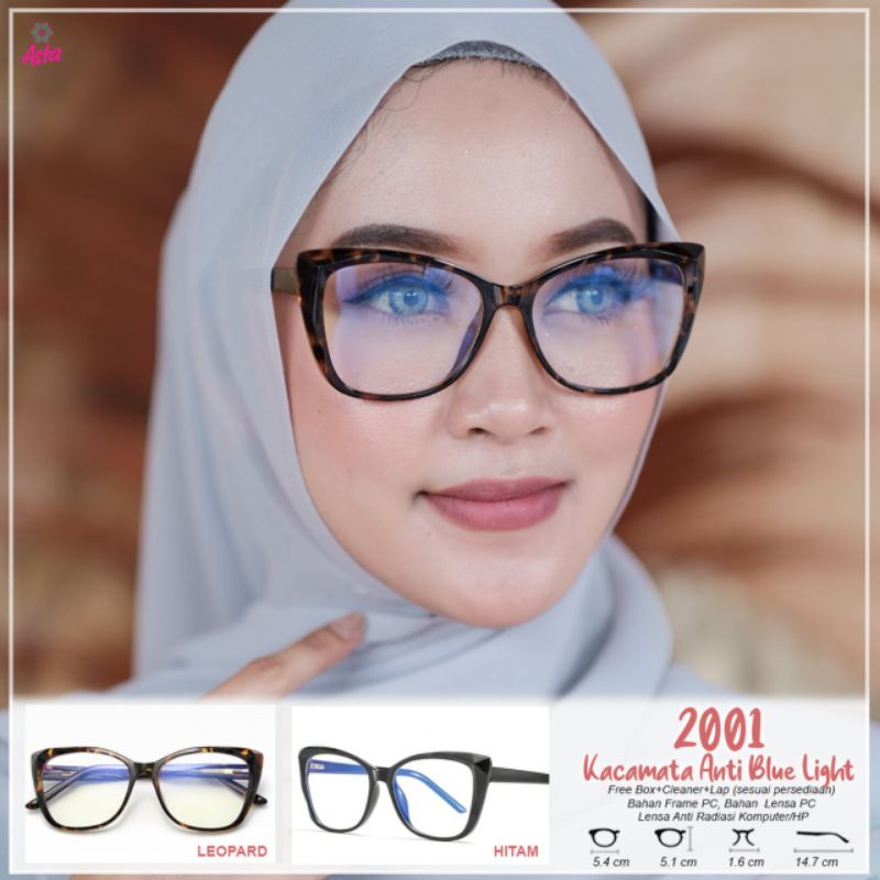 Asta 2001 | Kacamata Wanita Terbaru Kekinian | Kacamata Anti Blue Light | Kacamata Frame PC + Lensa 