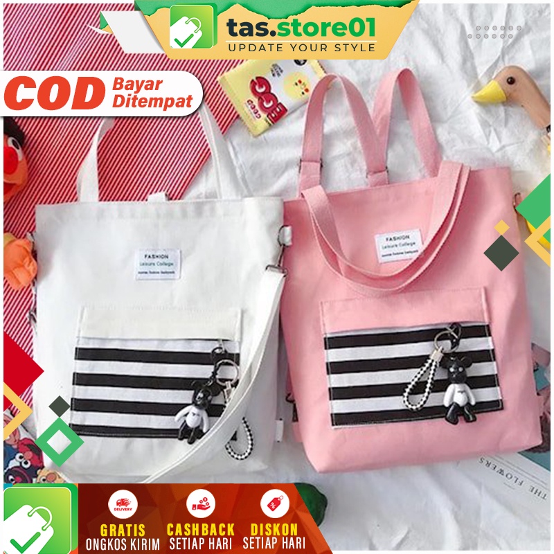 Tote Bag Wanita Kanvas Premium Tebal Totebag Cewek Murah Kekinian Tas Bahu Pria Aesthetic Cool Tas T
