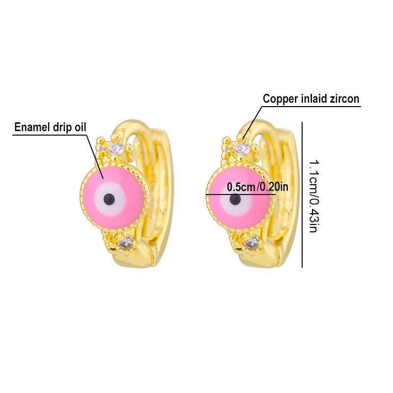 Anting Stud Zircon Bentuk Tangan Mata Evil Warna Emas Silver Biru Untuk Wanita