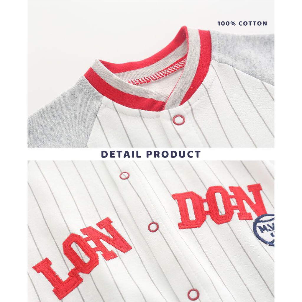 [COD] baju bayi import korea motif BASEBALL LONDON MERAH / jumper premium  QUALITY 100% KATUN jumper bayi lengan panjang BA-240/Babylovanta