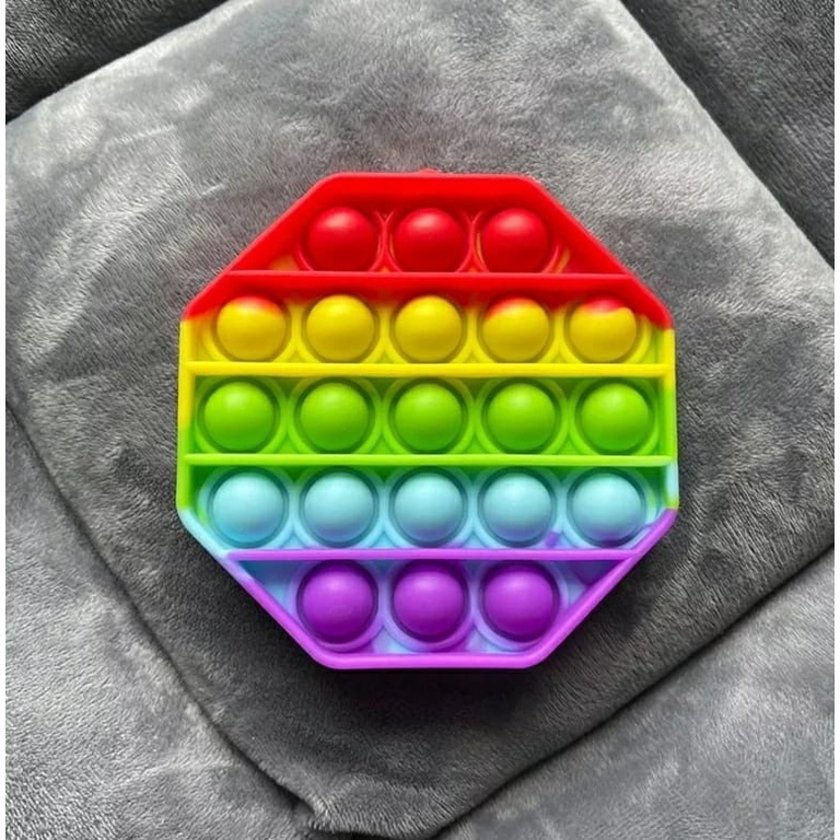 Pop It Fidget Toy Rainbow Mainan Anak Pop it Fidget Toy Murah-Segi8 Rainbow