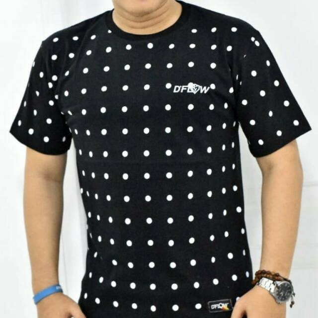 Kaos original pria dflow hitam polkadot dflw