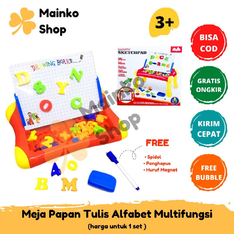 

Meja Papan Tulis Multifungsi Alfabet Magnetic Edukasi Anak Drawing Board
