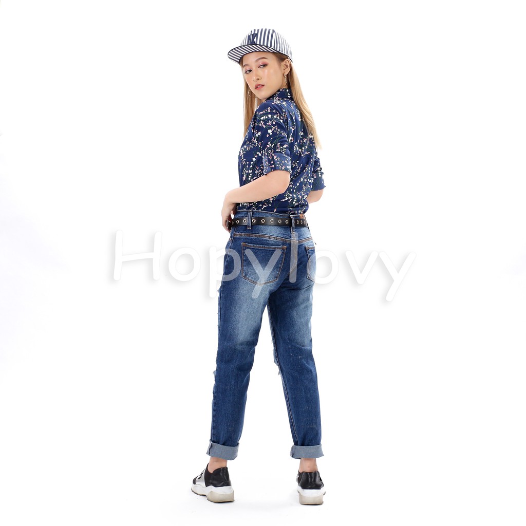 HOPYLOVY SALE - Celana Wanita Boyfriend Ripped Jeans  BF Shalini