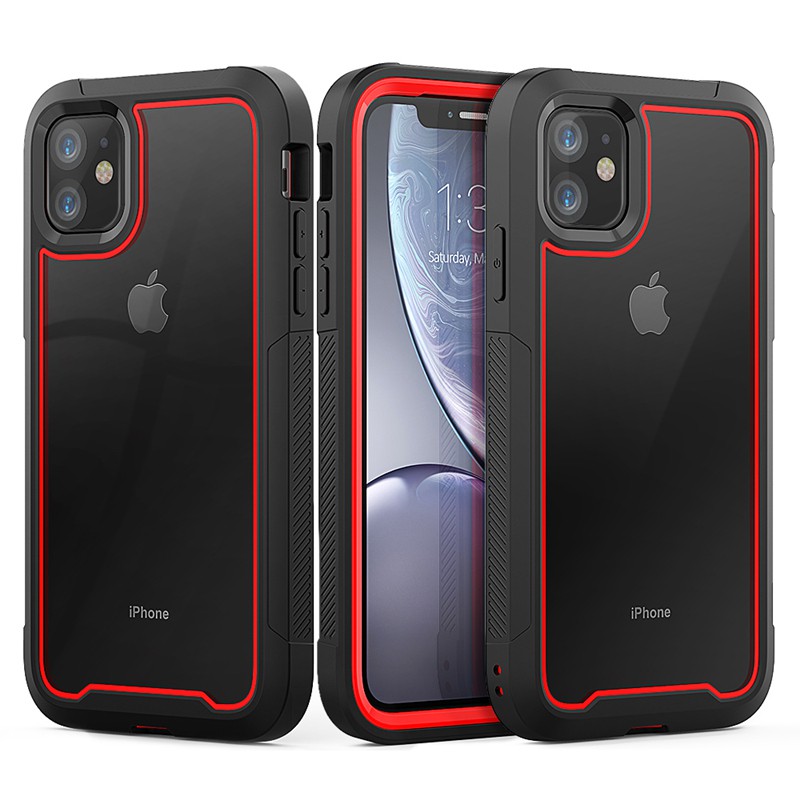 Shockproof Armor Silicone Case For Iphone 11 Pro Xs Max Transparent Cases For Iphone 7 8 Plus X Xr Luxury Tpu Acrylic Cover Shopee Indonesia