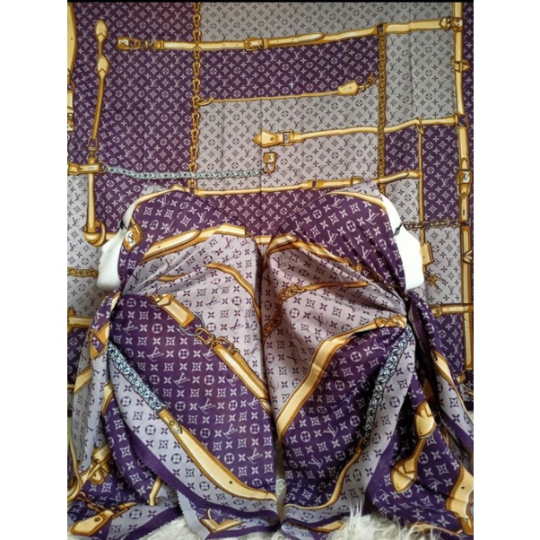 DEENAY KW HIJAB MOTIF LV HITAM PUTIH COKLAT