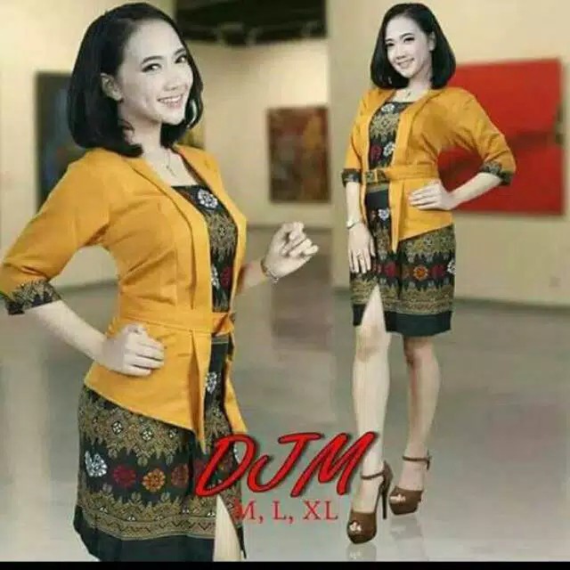 SB Collection Stelan Kebaya Prizza Blouse Atasan Dan Rok Span Batik Wanita