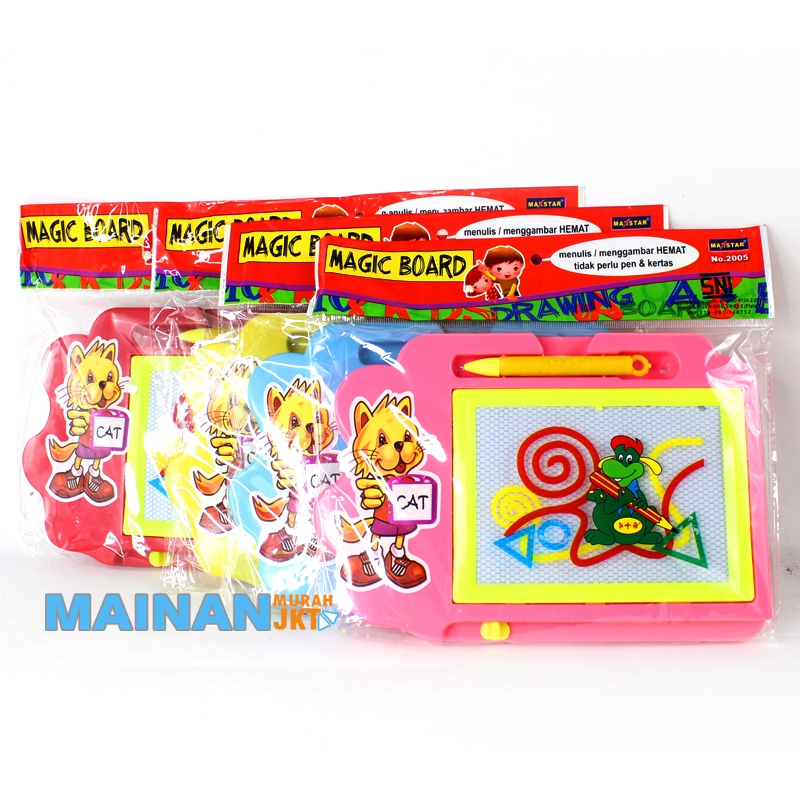 MAINANKEI MAINAN ANAK MURAH MAGIC BOARD 2005 PAPAN TULIS ANAK CAT KARAKTER DRAWING BOARD MAGNET ALAT BELAJAR ANAK