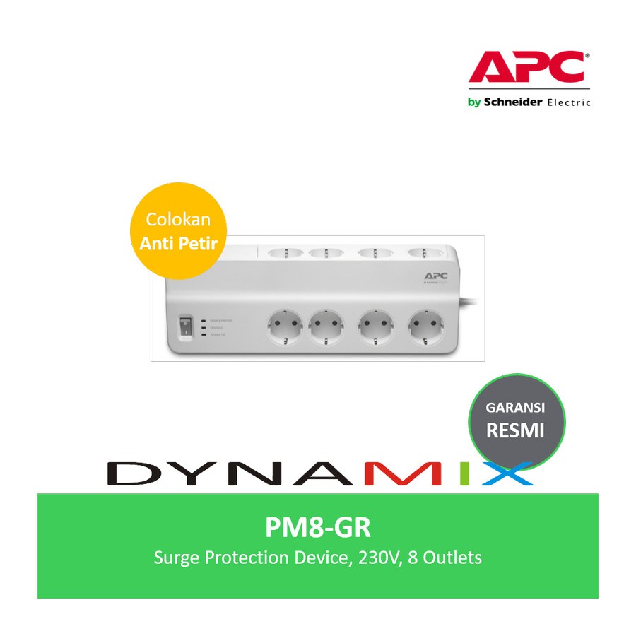 Colokan Anti Petir APC PM8-GR Surge Protector | Filter Listrik &amp; Anti Petir | multi stop kontak Colokan Listrik GARANSI RESMI