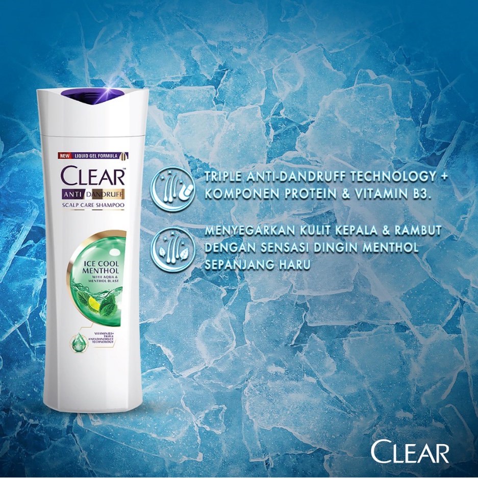 CLEAR Shampoo Anti Ketombe Menthol Segar, 48 Jam Segar Sensasi Dingin dengan 10x Super Vitamin - 660mL x2