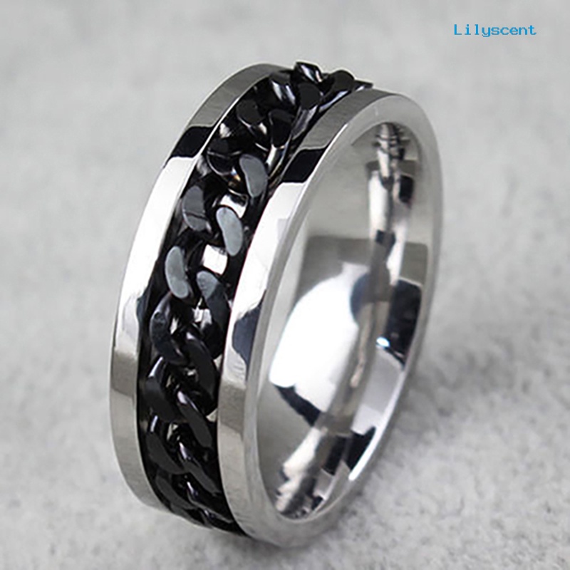 Ls Cincin Rantai Stainless Steel Gaya Punk Untuk Pria / Wanita