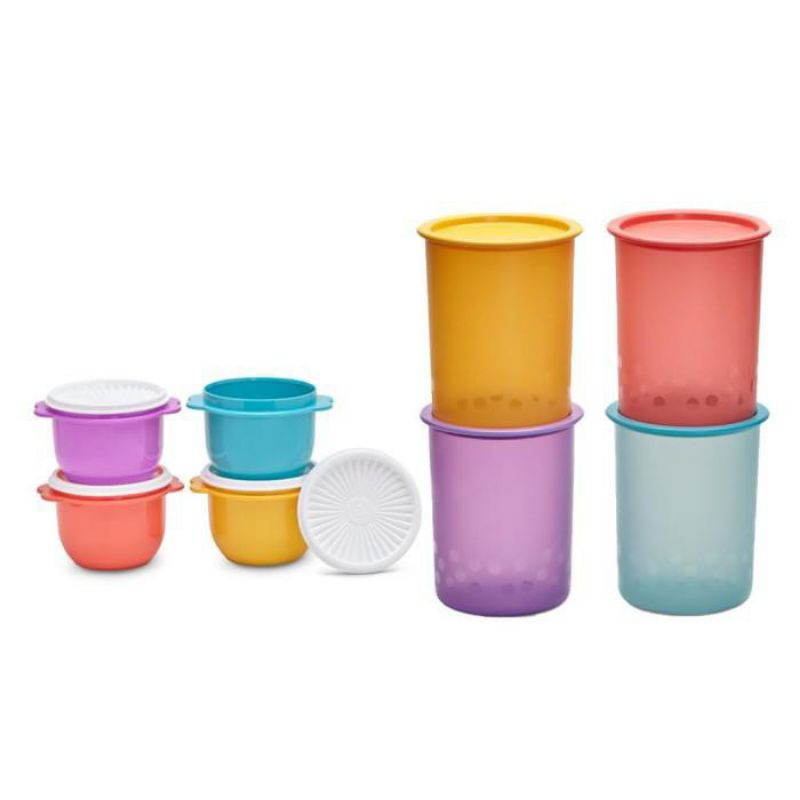 Tuperware 8pcs Polkalala Set dan Star Bowl Canister Toples