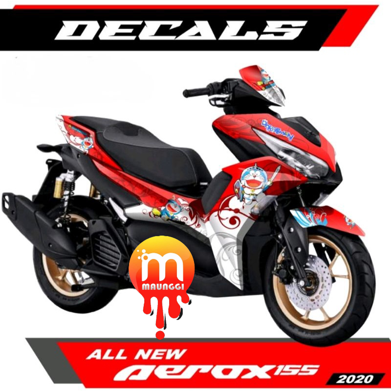 Syriping all new aerox connected 155 full body motif doraemon Decal stiker aerox new full body