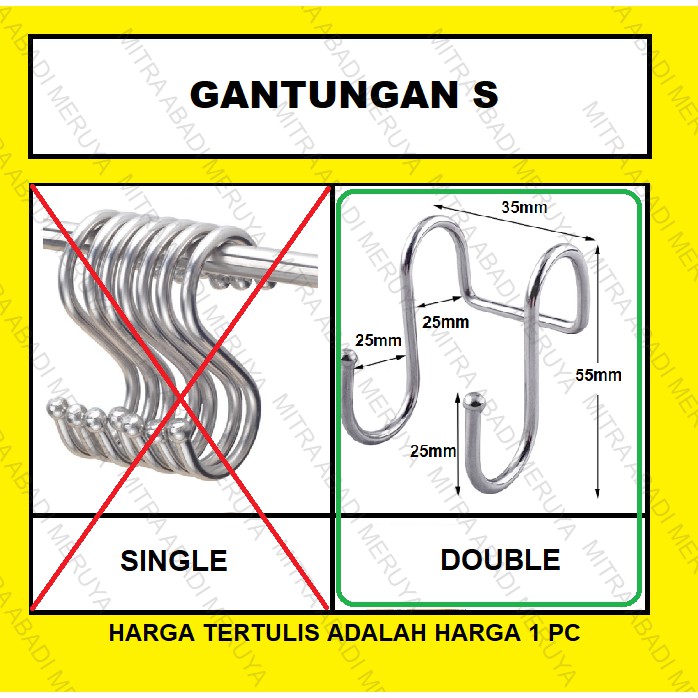 Gantungan S Double Hook S Gantungan Hook Stainless