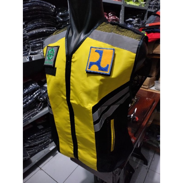 ROMPI SAFETY PU BINA MARGA KUNING BAHAN TASLAN LOGO VELCRO PEREKAT