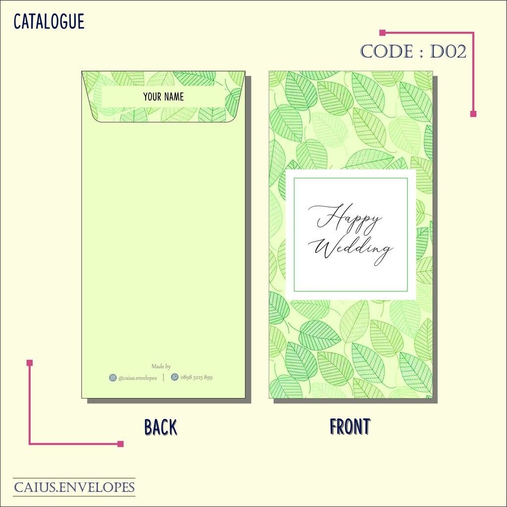 

Amplop custom / Amplop hijau motif daun2