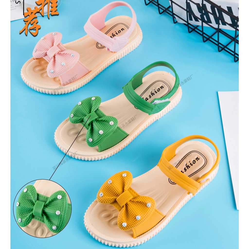 HappyOliver RIBBON PEARLS 003 Sandal Anak Perempuan Bahan Karet Model Lucu 3-8 Tahun