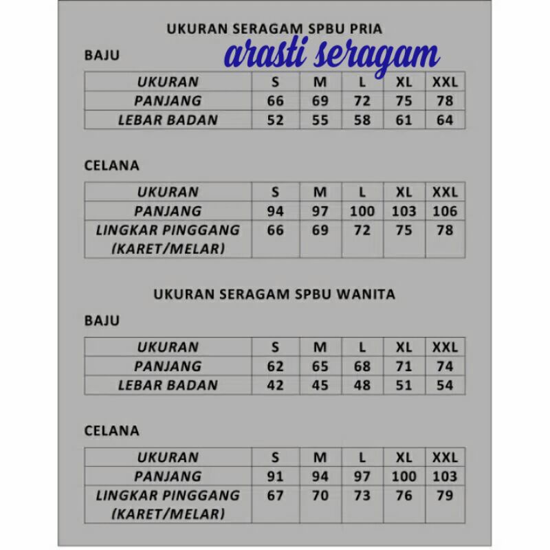 Seragam Pasti Prima SPBU Pertamina ( baju dan celana )