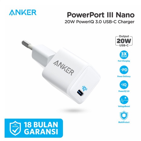 Anker Powerport III Nano 20W Fast Charger USB-C Compact WALL CHARGER A2633