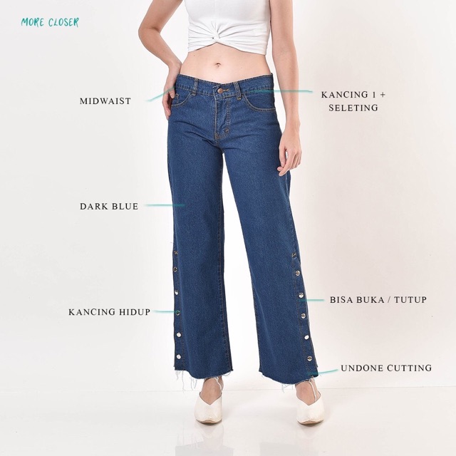 SEVINS- Highwaist kulot jeans kancing/kulot wanita