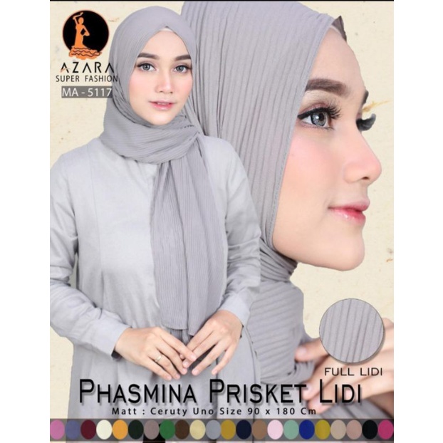 MURAH ! PASHMINA PRISKET FULL LIDI BAHAN CERUTY UNO PREMIUM AZARA JILBAB KERUDUNG HIJAB