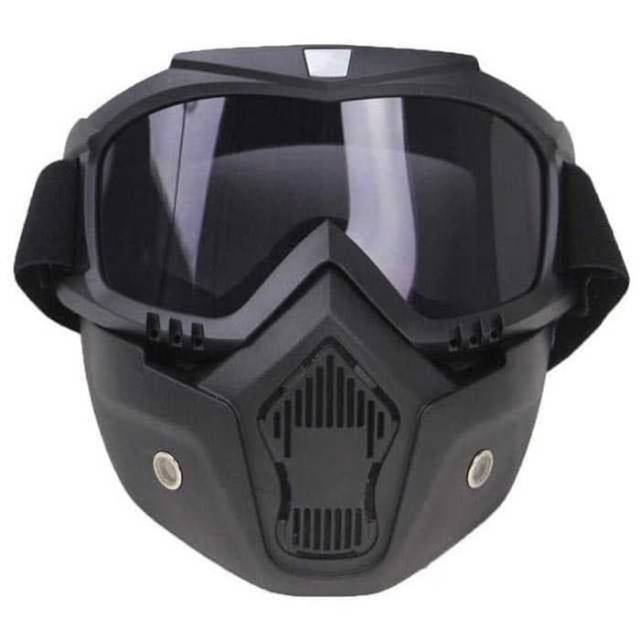 Kacamata Goggle Helm Masker Motor mencegah virus Set Paintball Airsoftgun Trail Cross - Black