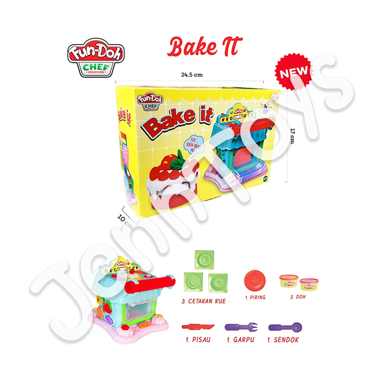 JennToys - Mainan Anak Perempuan Mainan anak Laki Laki FunDoh Mainan  edukasi Fun-Doh pretend play - Fun Doh BAKE IT